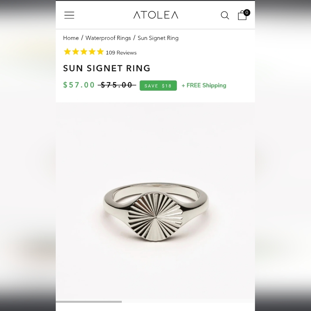 Silver Sunburst Signet Ring Size 9